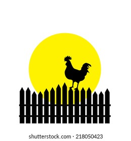  Illustration of rooster silhouette, rooster crowing, rooster vector, farm, rooster icon, chicken