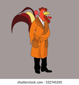 illustration of rooster  simbol style element for new years design