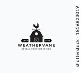 Illustration of rooster weathervane and barn vector good for farm company logo design