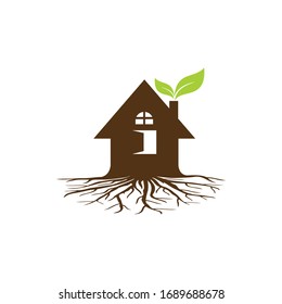 Illustrationstool der Design-Vorlage für das Home-Logo. Root- und Home-Logo-Design für Unternehmen