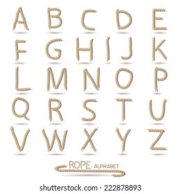 Illustration of a rope alphabet isolated on a white background.