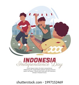 illustration of a rope pulling competition on Indonesia's independence day