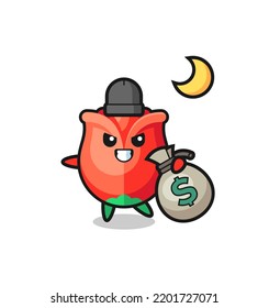 Illustration of rose cartoon is stolen the money , cute design
