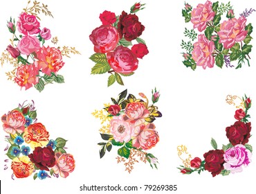 illustration with rose decoration isolated on white background