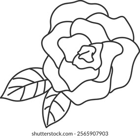 An illustration of a rose with distinctive hand drawn lines