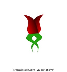 Illustration of a rose flower design that has a unique stalk