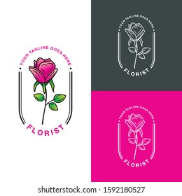 Illustration Rose Flower For Florist Logo Template