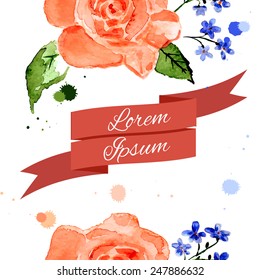 Illustration rose and forget-me-flower for celebratory design