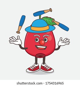 An illustration of Rose Hip Fruit cartoon mascot character play Juggling