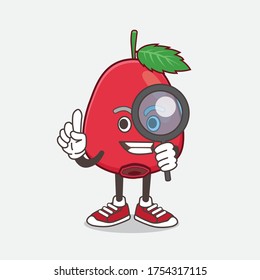 An illustration of Rose Hip Fruit cartoon mascot character as Detective design