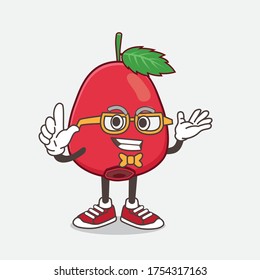 An illustration of Rose Hip Fruit cartoon mascot character in geek style