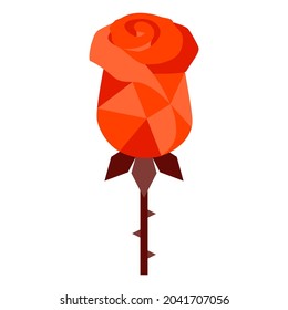 Illustration of rose. Icon in abstract style. Bright color image for cards and posters.