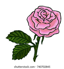 Illustration of Rose isolated on white background, Cartoon Vector Illustration