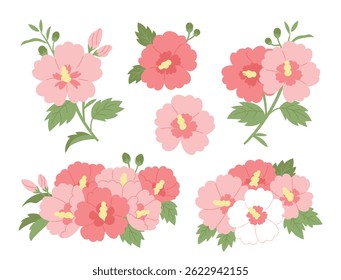 Ilustração da Rosa de Sharon, um símbolo da Coreia. Mugunghwa