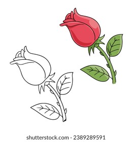 illustration of a rose. Simple design outline style. You can change color you want. Vector illustration