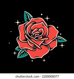 Illustration of a rose in vector format and on a separate background. This flower illustration is suitable to complement your needs in the t-shirt industry or other products