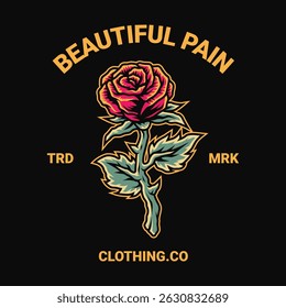 Ilustração de uma rosa em formato vetorial e em um fundo separado. Esta ilustração de flor é adequada para complementar suas necessidades na indústria de camisetas ou outros produtos