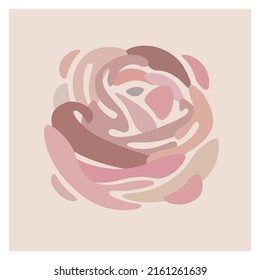 Illustration of rosebud. Contour vector illustration. Decorative greeting card.