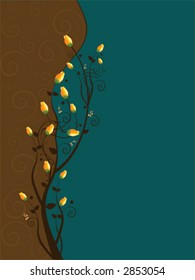 illustration of rosebuds on vine