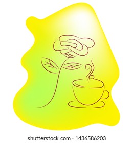 Illustration of roses and a cup of tea