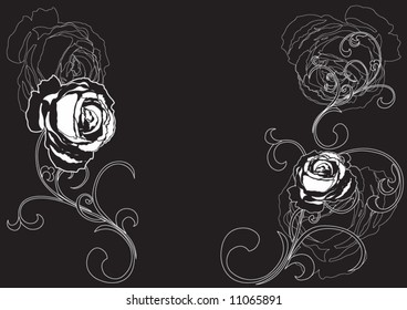Illustration of roses and decorative patterns