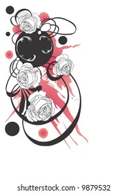 Illustration of roses and decorative patterns