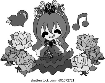 Illustration of roses and the princess