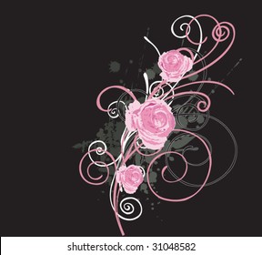 Illustration of roses and retro patterns