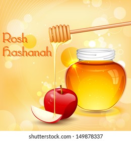 Illustration von Rosh Hashanah Hintergrund mit Honig auf Apfel