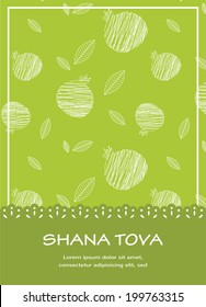 illustration of Rosh Hashanah background with pomegranates