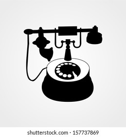 illustration of a rotary phone, icon, black color, vector illustration