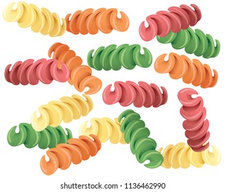Illustration of rotini pasta on a white background