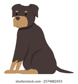 Illustration of a rottweiler dog sitting and looking forward