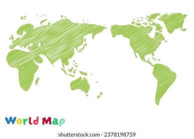 illustration of Rough handwritten world map 