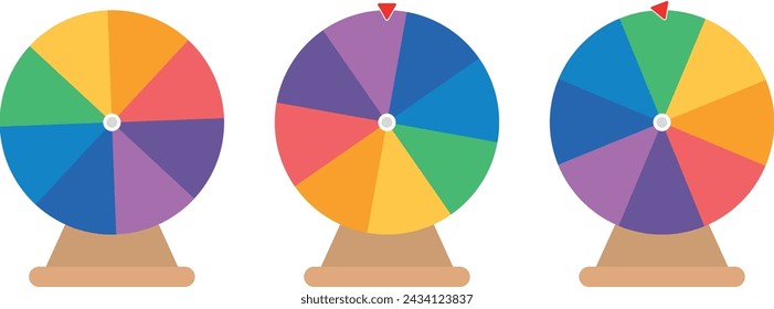 Illustration roulette of lucky colours with wooden base