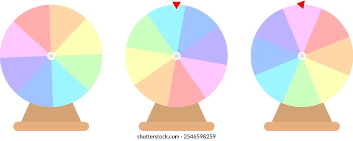 Illustration roulette of lucky colours with wooden base