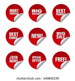 illustration of round advertising promotion discount stickers