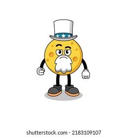 Illustration of round cheese cartoon with i want you gesture , character design