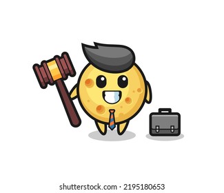 Illustration of round cheese mascot as a lawyer , cute style design for t shirt, sticker, logo element