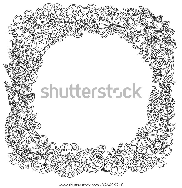 Illustration Round Floral Pattern Black White Stock Vector (Royalty ...