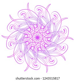 Illustration. Round floral pattern. Hand drawn decorative element. Ornament round frame. Vector