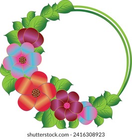 ilustración del diseño de vectores de flores redondeadas sobre un fondo blanco