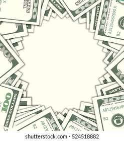 Illustration Round Frame with Dollars on White Background. Space for Your Text. Design Elements - Vector