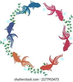 Illustration of a round frame lined with goldfish