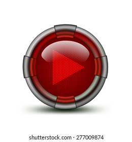 Illustration of round glowing button with arrow