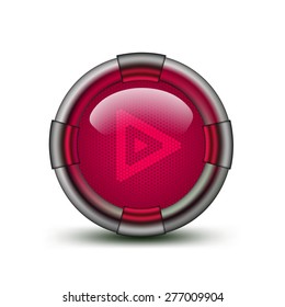 Illustration of round glowing button with arrow