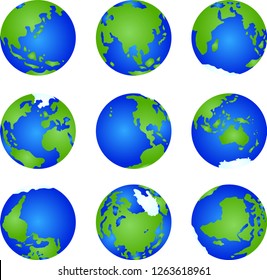 Illustration of a round gradation earth set