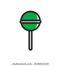 Illustration of round green candy vector icon, isolated on white background. 