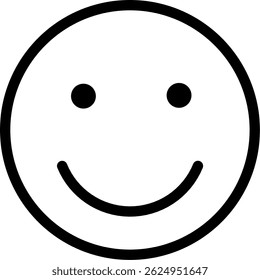 illustration of round head emoji icon expressing smiling, with editable lines