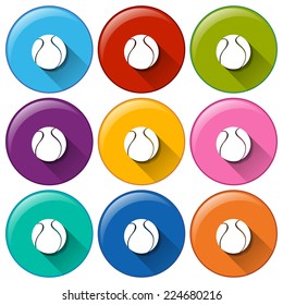 Illustration of the round icons with balls on a white background 